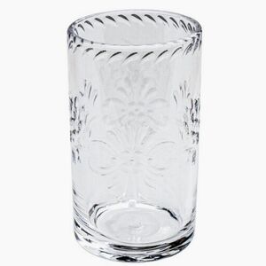 New Set Of 6 William Sonoma Etched Floral Acrylic Tumblers. Clear